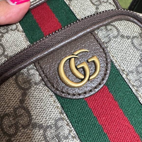 Gucci Beige and Brown Crossbody Bag with Red and Green Stripe - Picture 7 of 16